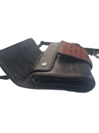 Damen Leder Clutch Umhängetasche Abendtasche mit Kette, geflochten in Schwarz / Braun