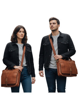 Leder Messenger  Laptop Tasche Umhängetasche 15 Zoll...