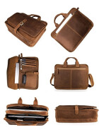 Leder Messenger  Laptop Tasche Umhängetasche 17 Zoll Vintage College Unitasche Bürotasche