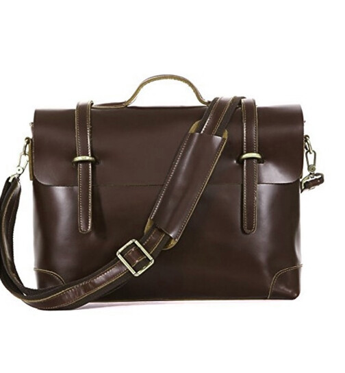Leder Akten - / Dokumententasche Lehrertasche Laptop Messenger Bag 15 Zoll Braun