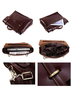 Leder Akten - / Dokumententasche Lehrertasche Laptop Messenger Bag 15 Zoll Braun