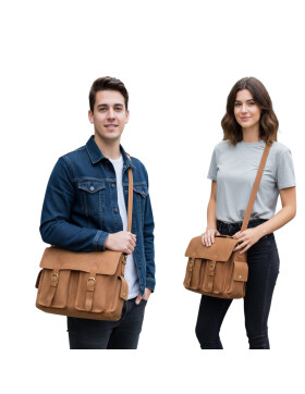 Leder Messenger  Laptop Tasche Umhängetasche 14 Zoll...