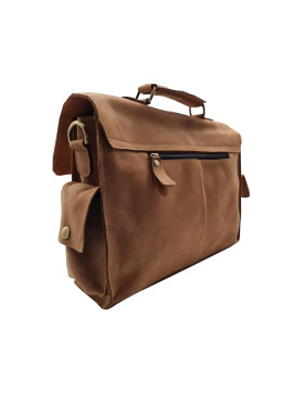 Leder Messenger  Laptop Tasche Umhängetasche 14 Zoll Vintage College Unitasche Bürotasche in Beige
