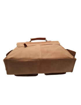 Leder Messenger  Laptop Tasche Umhängetasche 14 Zoll Vintage College Unitasche Bürotasche in Beige
