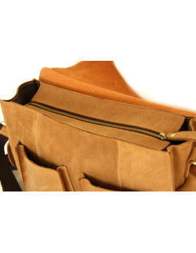 Leder Messenger  Laptop Tasche Umhängetasche 14 Zoll Vintage College Unitasche Bürotasche in Beige