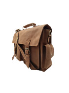 Leder Messenger  Laptop Tasche Umhängetasche 14 Zoll Vintage College Unitasche Bürotasche in Beige