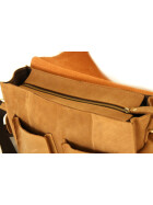 Leder Messenger  Laptop Tasche Umhängetasche 14 Zoll Vintage College Unitasche Bürotasche in Beige