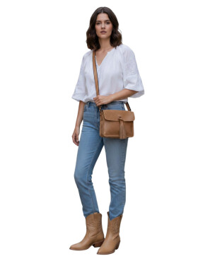 Ledertasche Umhängetsche, kleine Messenger Bag, Damen Cross Body echtes Leder Vintage Cognac