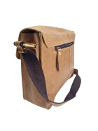 Ledertasche Umhängetsche, kleine Messenger Bag, Damen Cross Body echtes Leder Vintage Cognac