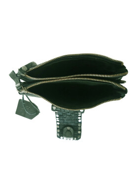 Leder Handtasche Clutch, Umhängetasche "Grizzly" von Bear Design, kleine Schultersche in Grün