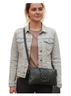 Leder Handtasche Clutch, Umhängetasche "Grizzly" von Bear Design, kleine Schultersche in Grün