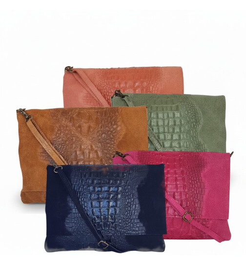 Damen Leder Tasche, Umhängetasche Leder Clutch ,Schultertasche klein Italienische Handarbeit
