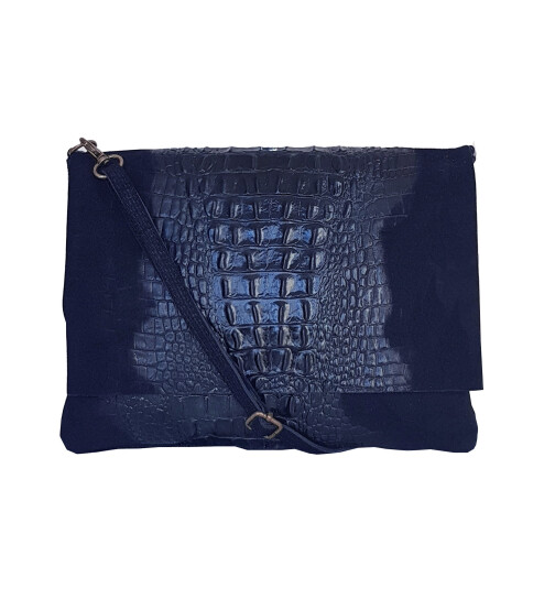 Damen Leder Tasche, Umhängetasche Leder Clutch ,Schultertasche klein Italienische Handarbeit Blau