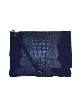 Damen Leder Tasche, Umhängetasche Leder Clutch ,Schultertasche klein Italienische Handarbeit Blau