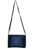 Damen Leder Tasche, Umhängetasche Leder Clutch ,Schultertasche klein Italienische Handarbeit Blau