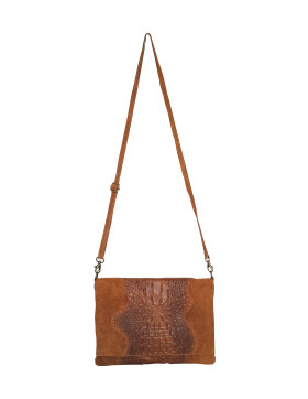 Damen Leder Tasche, Umhängetasche Leder Clutch ,Schultertasche klein Italienische Handarbeit Cognac