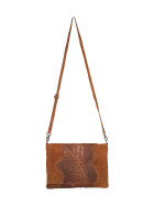Damen Leder Tasche, Umhängetasche Leder Clutch ,Schultertasche klein Italienische Handarbeit Cognac