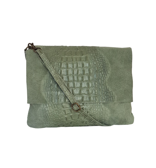 Damen Leder Tasche, Umhängetasche Leder Clutch ,Schultertasche klein Italienische Handarbeit Grün