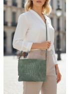 Damen Leder Tasche, Umhängetasche Leder Clutch ,Schultertasche klein Italienische Handarbeit Grün