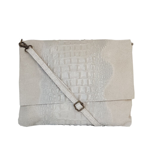 Damen Leder Tasche, Umhängetasche Leder Clutch ,Schultertasche klein Italienische Handarbeit Hellgrau