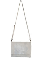 Damen Leder Tasche, Umhängetasche Leder Clutch ,Schultertasche klein Italienische Handarbeit Hellgrau