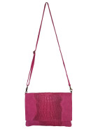 Damen Leder Tasche, Umhängetasche Leder Clutch ,Schultertasche klein Italienische Handarbeit Pink