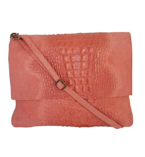 Damen Leder Tasche, Umhängetasche Leder Clutch ,Schultertasche klein Italienische Handarbeit Rosa