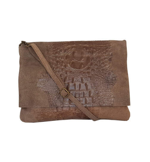 Damen Leder Tasche, Umhängetasche Leder Clutch ,Schultertasche klein Italienische Handarbeit Taupe