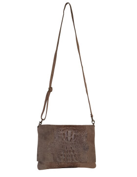 Damen Leder Tasche, Umhängetasche Leder Clutch ,Schultertasche klein Italienische Handarbeit Taupe