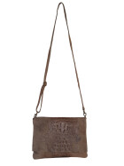 Damen Leder Tasche, Umhängetasche Leder Clutch ,Schultertasche klein Italienische Handarbeit Taupe