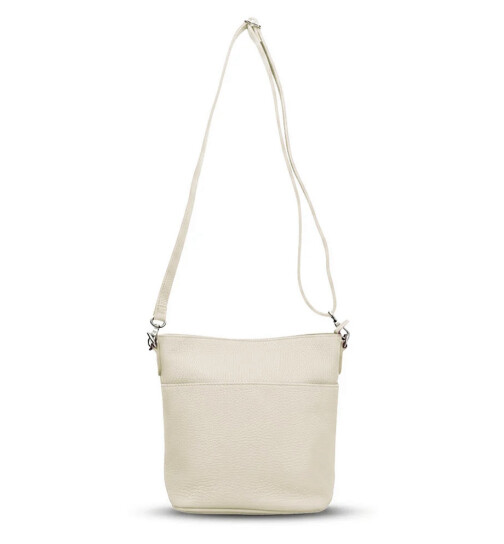 Damen Leder Tasche beige, Schultertasche klein, Italienische Umhängetasche mit Henkel, Beuteltasche Leder, Lederbeutel Italienische Handarbeit