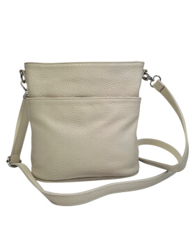 Damen Leder Tasche beige, Schultertasche klein, Italienische Umhängetasche mit Henkel, Beuteltasche Leder, Lederbeutel Italienische Handarbeit