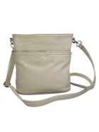 Damen Leder Tasche beige, Schultertasche klein, Italienische Umhängetasche mit Henkel, Beuteltasche Leder, Lederbeutel Italienische Handarbeit