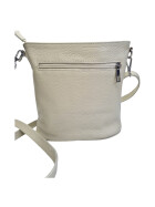 Damen Leder Tasche beige, Schultertasche klein, Italienische Umhängetasche mit Henkel, Beuteltasche Leder, Lederbeutel Italienische Handarbeit