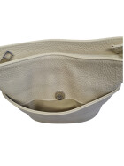 Damen Leder Tasche beige, Schultertasche klein, Italienische Umhängetasche mit Henkel, Beuteltasche Leder, Lederbeutel Italienische Handarbeit