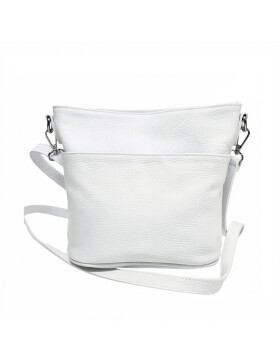 Damen Leder Tasche weiß, Schultertasche klein, Italienische Umhängetasche mit Henkel, Beuteltasche Leder, Lederbeutel Italienische Handarbeit