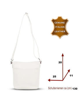 Damen Leder Tasche weiß, Schultertasche klein, Italienische Umhängetasche mit Henkel, Beuteltasche Leder, Lederbeutel Italienische Handarbeit