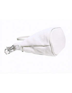 Damen Leder Tasche weiß, Schultertasche klein, Italienische Umhängetasche mit Henkel, Beuteltasche Leder, Lederbeutel Italienische Handarbeit