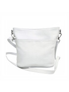Damen Leder Tasche weiß, Schultertasche klein, Italienische Umhängetasche mit Henkel, Beuteltasche Leder, Lederbeutel Italienische Handarbeit