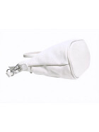 Damen Leder Tasche weiß, Schultertasche klein, Italienische Umhängetasche mit Henkel, Beuteltasche Leder, Lederbeutel Italienische Handarbeit