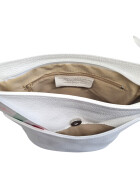 Damen Leder Tasche weiß, Schultertasche klein, Italienische Umhängetasche mit Henkel, Beuteltasche Leder, Lederbeutel Italienische Handarbeit