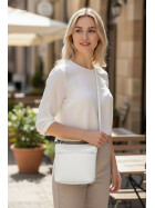Damen Leder Tasche weiß, Schultertasche klein, Italienische Umhängetasche mit Henkel, Beuteltasche Leder, Lederbeutel Italienische Handarbeit