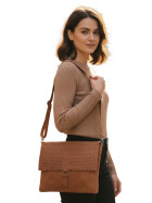 Damen Wildledertasche mittelgroß, Wildleder Umhängetasche Cross Body, flache Schultertasche aus echtem Wildleder in Vintage Look, italienische Handarbeit