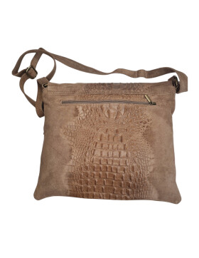 Damen Wildledertasche mittelgroß, Wildleder Umhängetasche in Taupe, Cross Body, flache Schultertasche aus echtem Wildleder in Vintage Look, italienische Handarbeit