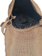 Damen Wildledertasche mittelgroß, Wildleder Umhängetasche in Taupe, Cross Body, flache Schultertasche aus echtem Wildleder in Vintage Look, italienische Handarbeit