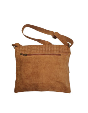 Damen Wildledertasche mittelgroß, Wildleder Umhängetasche in Cognac Cross Body, flache Schultertasche aus echtem Wildleder in Vintage Look, italienische Handarbeit