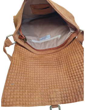 Damen Wildledertasche mittelgroß, Wildleder Umhängetasche in Cognac Cross Body, flache Schultertasche aus echtem Wildleder in Vintage Look, italienische Handarbeit