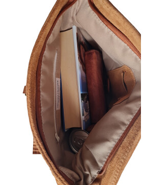 Damen Wildledertasche mittelgroß, Wildleder Umhängetasche in Cognac Cross Body, flache Schultertasche aus echtem Wildleder in Vintage Look, italienische Handarbeit