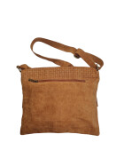 Damen Wildledertasche mittelgroß, Wildleder Umhängetasche in Cognac Cross Body, flache Schultertasche aus echtem Wildleder in Vintage Look, italienische Handarbeit