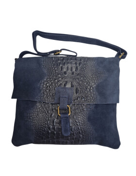 Damen Wildledertasche mittelgroß, Wildleder Umhängetasche in Dunkelblau Cross Body, flache Schultertasche aus echtem Wildleder in Vintage Look, italienische Handarbeit